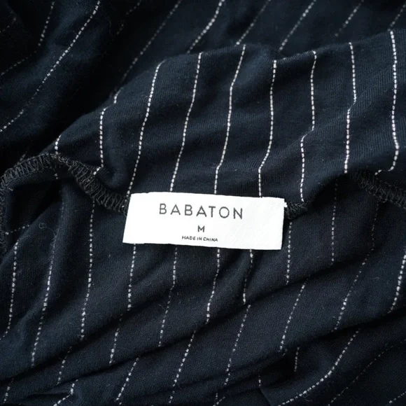 Babaton Aritzia black pinstripe mock neck turtleneck long sleeve Medium - Picture 4 of 5